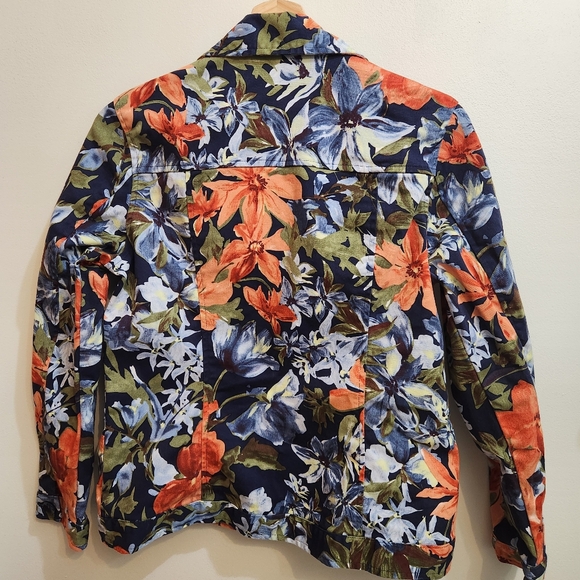 Draper's & Damon's Bold Floral Pattern Jean Jacket Style Size S/P - Picture 4 of 10